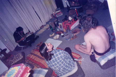 Sitting round a small altar